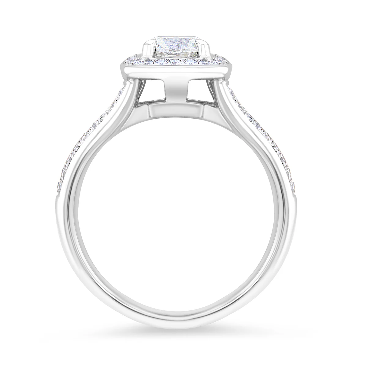 1.00ct Diamond Split Shoulder Halo Engagement Ring | Pre-Loved | Platinum - Image 5
