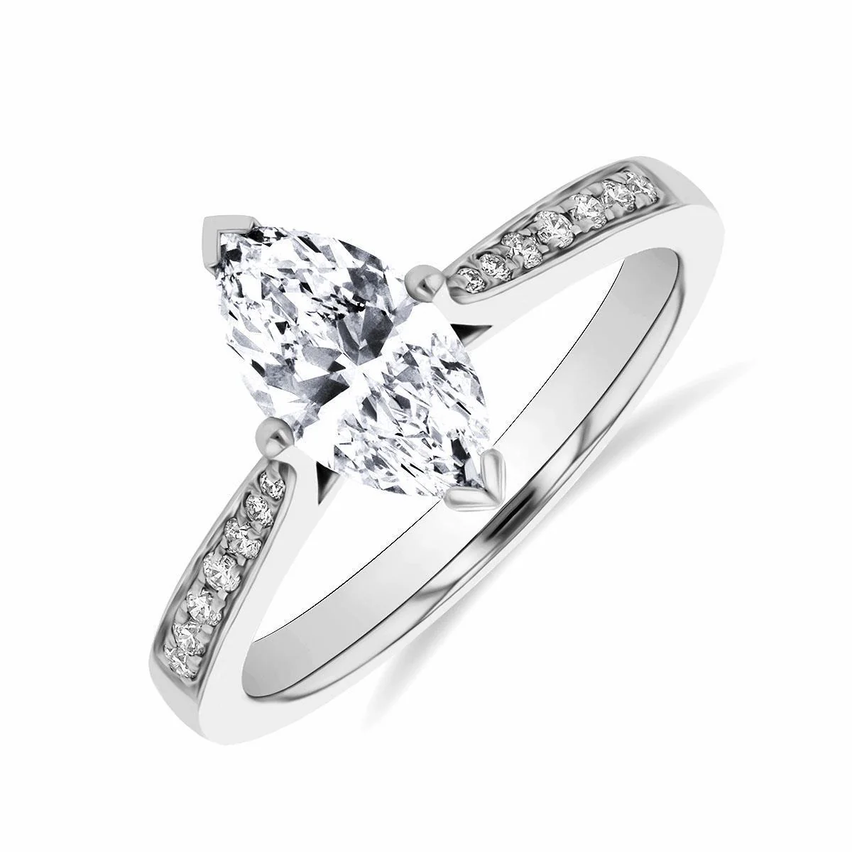 1.01ct  Celine Marquise Cut Diamond Shoulder Engagement Ring | F Colour | Platinum - Image 4