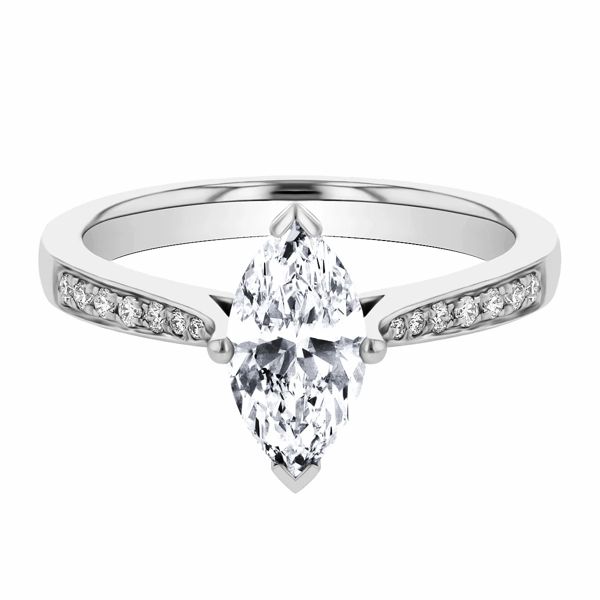 1.01ct  Celine Marquise Cut Diamond Shoulder Engagement Ring | F Colour | Platinum - Image 6