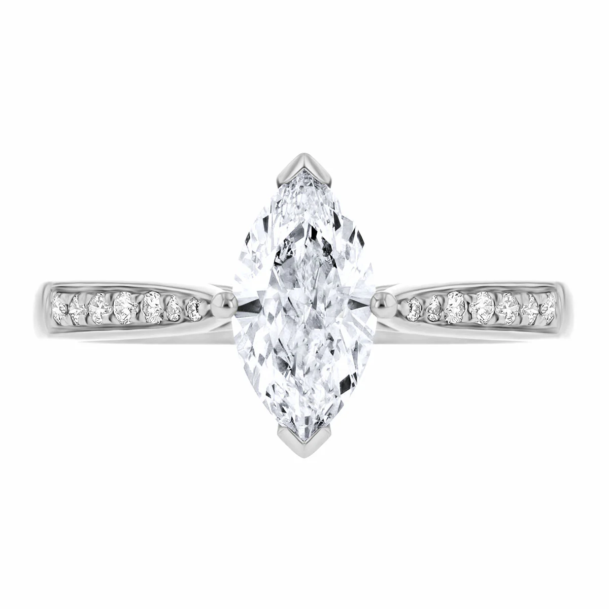 1.01ct  Celine Marquise Cut Diamond Shoulder Engagement Ring | F Colour | Platinum - Image 8