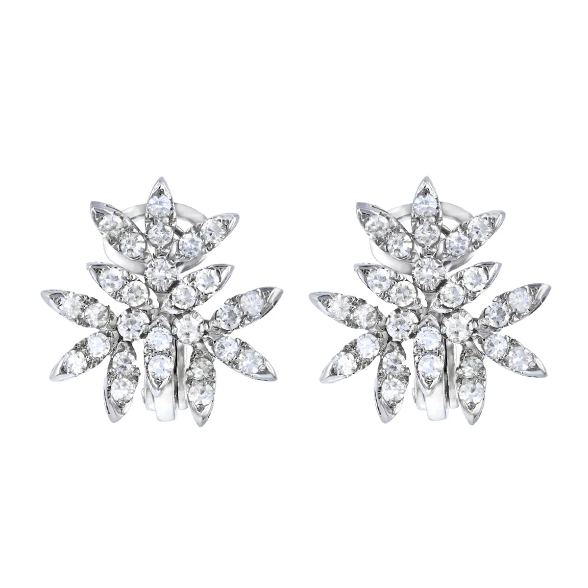 1.08ct Eight Cut Diamond Vintage Floral Inspired  Earrings | Pre-Loved | 18K White Gold - Image 2