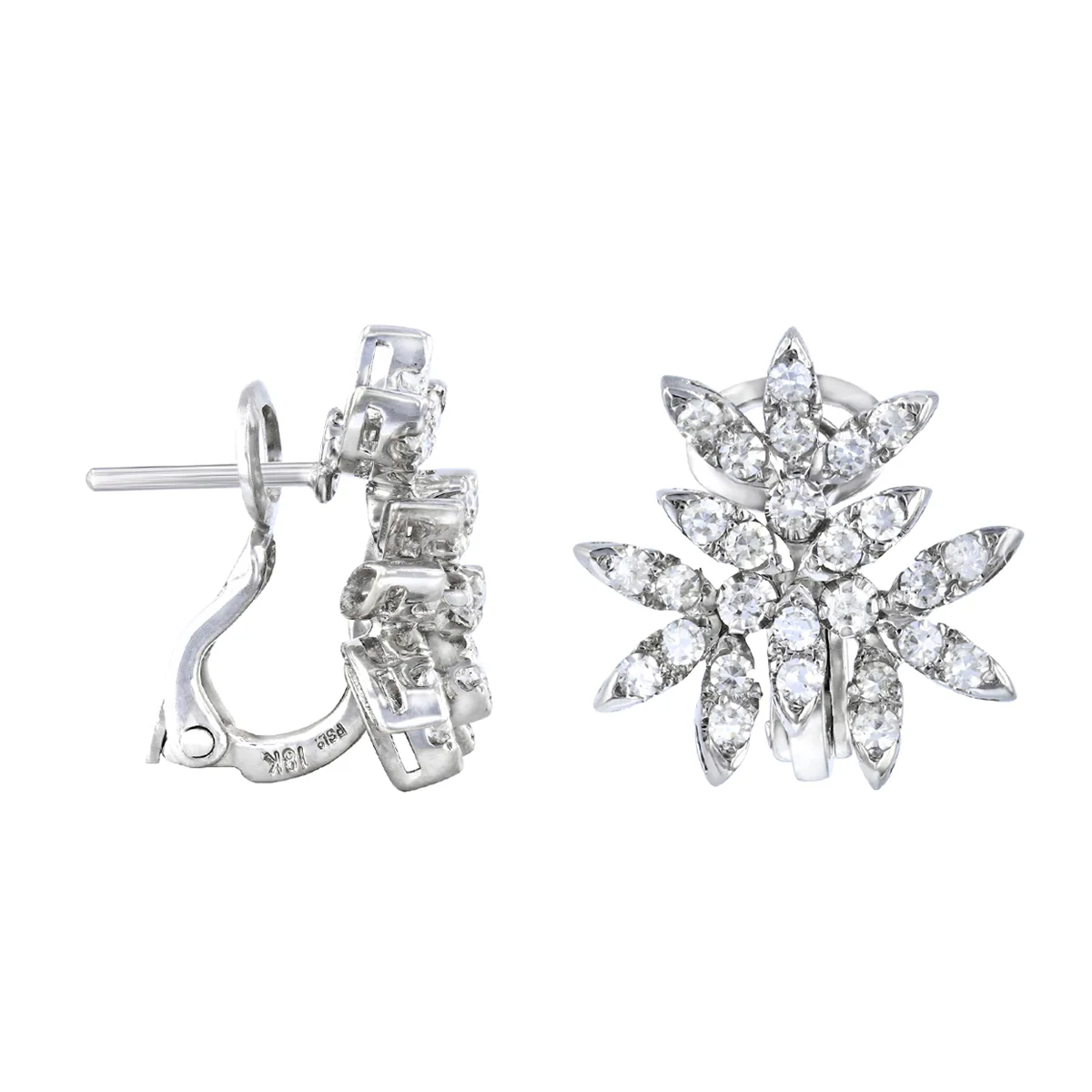 1.08ct Eight Cut Diamond Vintage Floral Inspired  Earrings | Pre-Loved | 18K White Gold - Image 3
