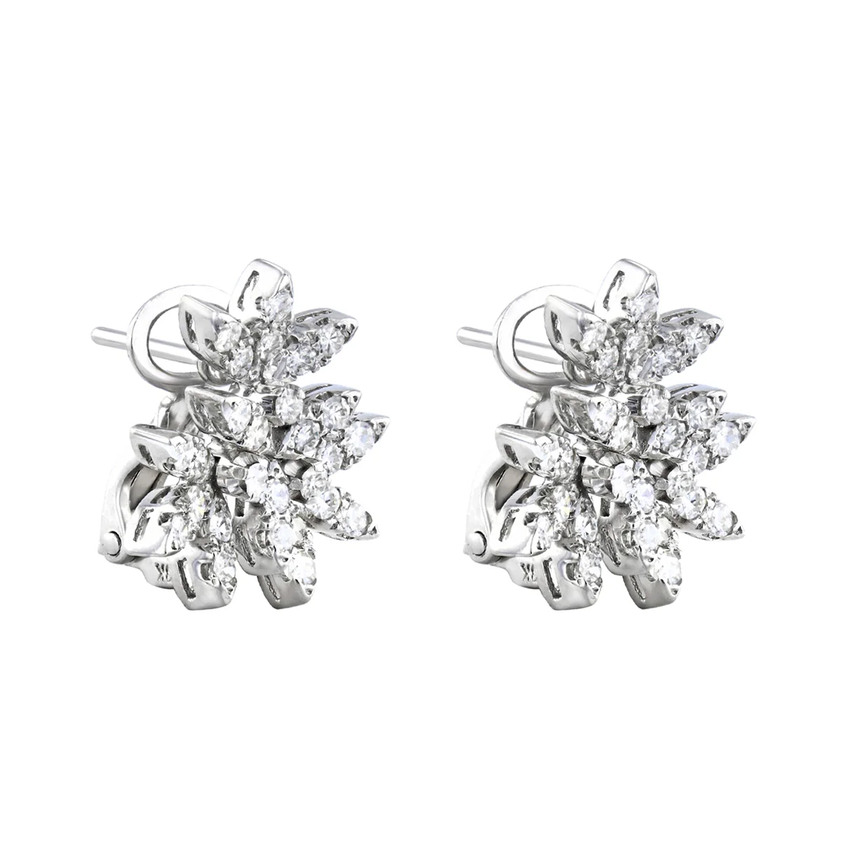 1.08ct Eight Cut Diamond Vintage Floral Inspired  Earrings | Pre-Loved | 18K White Gold - Image 4