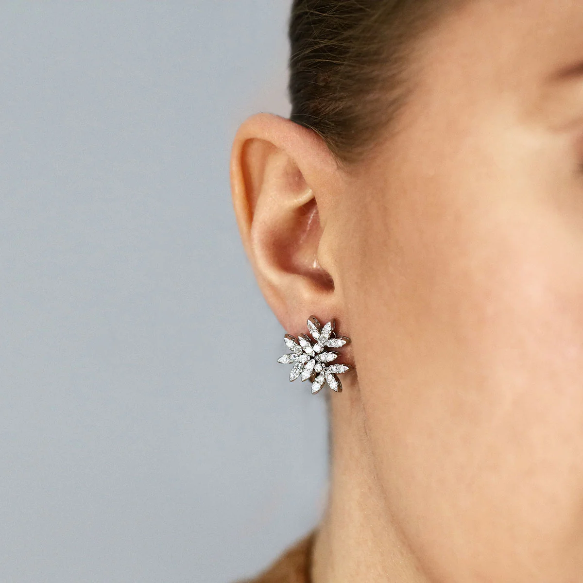 1.08ct Eight Cut Diamond Vintage Floral Inspired  Earrings | Pre-Loved | 18K White Gold - Image 5
