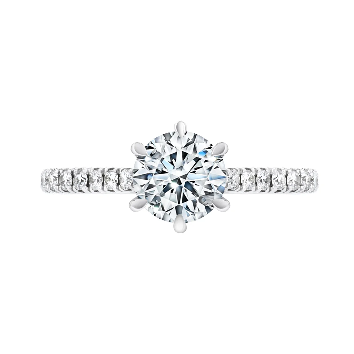 1.21 Tilly Round Brilliant Diamond Solitaire Shoulder Set | 18K White Gold - Image 2