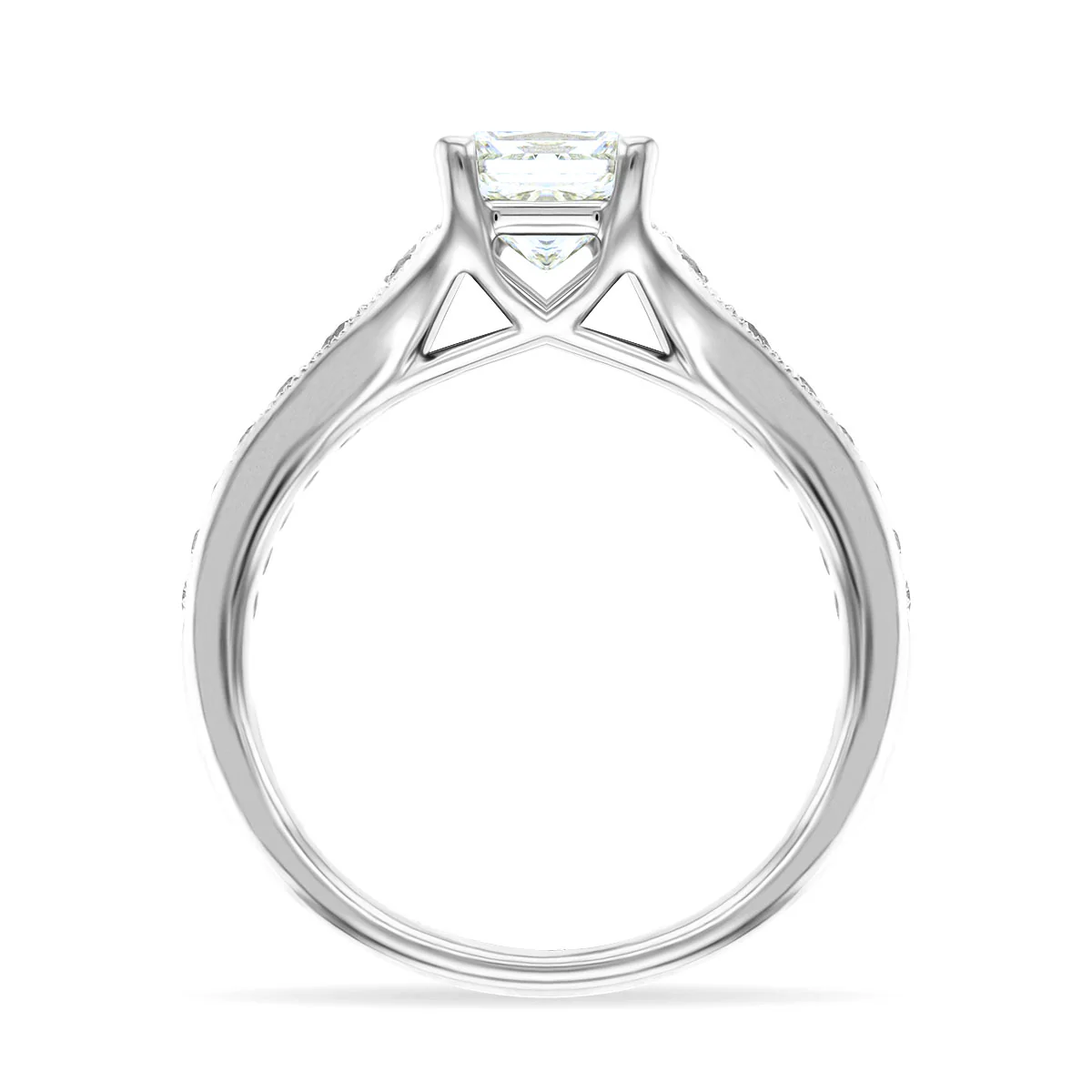 1.40ct Delphine Princess Cut Diamond Shoulder Set Engagement Ring | 18K White Gold - Image 5