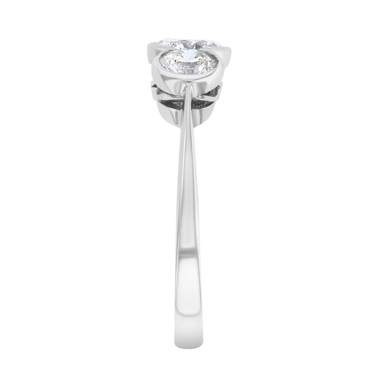 1.50ct Betty Round Cut Three Stone Rubover Engagement Ring | 18K White Gold - Image 4