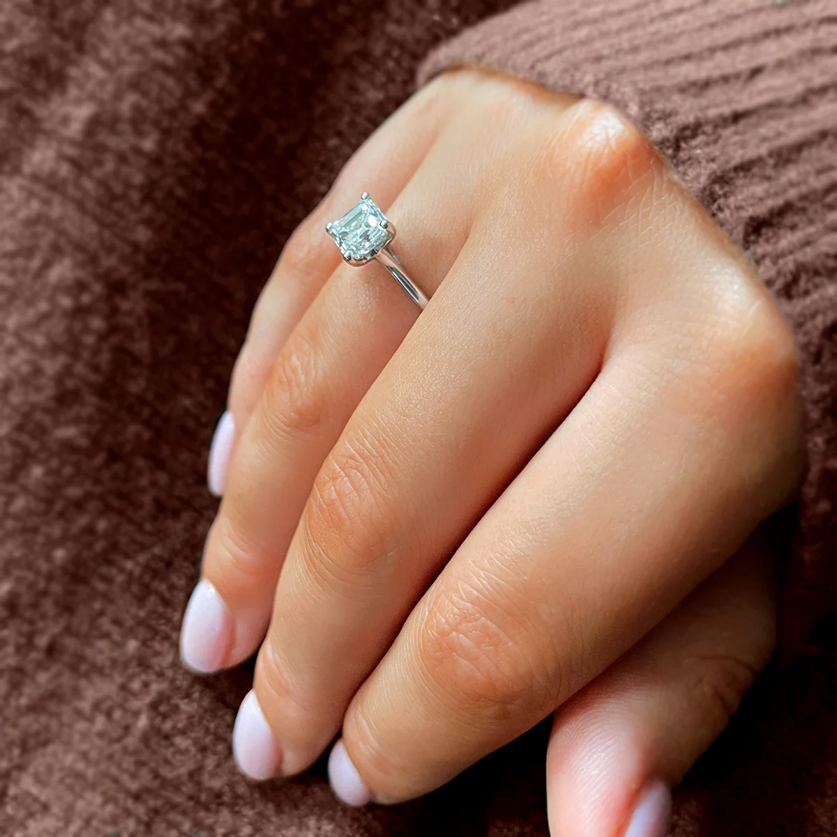 1.51ct  Clementine Asscher Cut Diamond Engagement Ring | F Colour |Platinum - Image 20