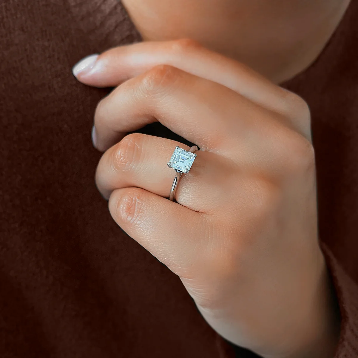 1.51ct  Clementine Asscher Cut Diamond Engagement Ring | F Colour |Platinum - Image 7