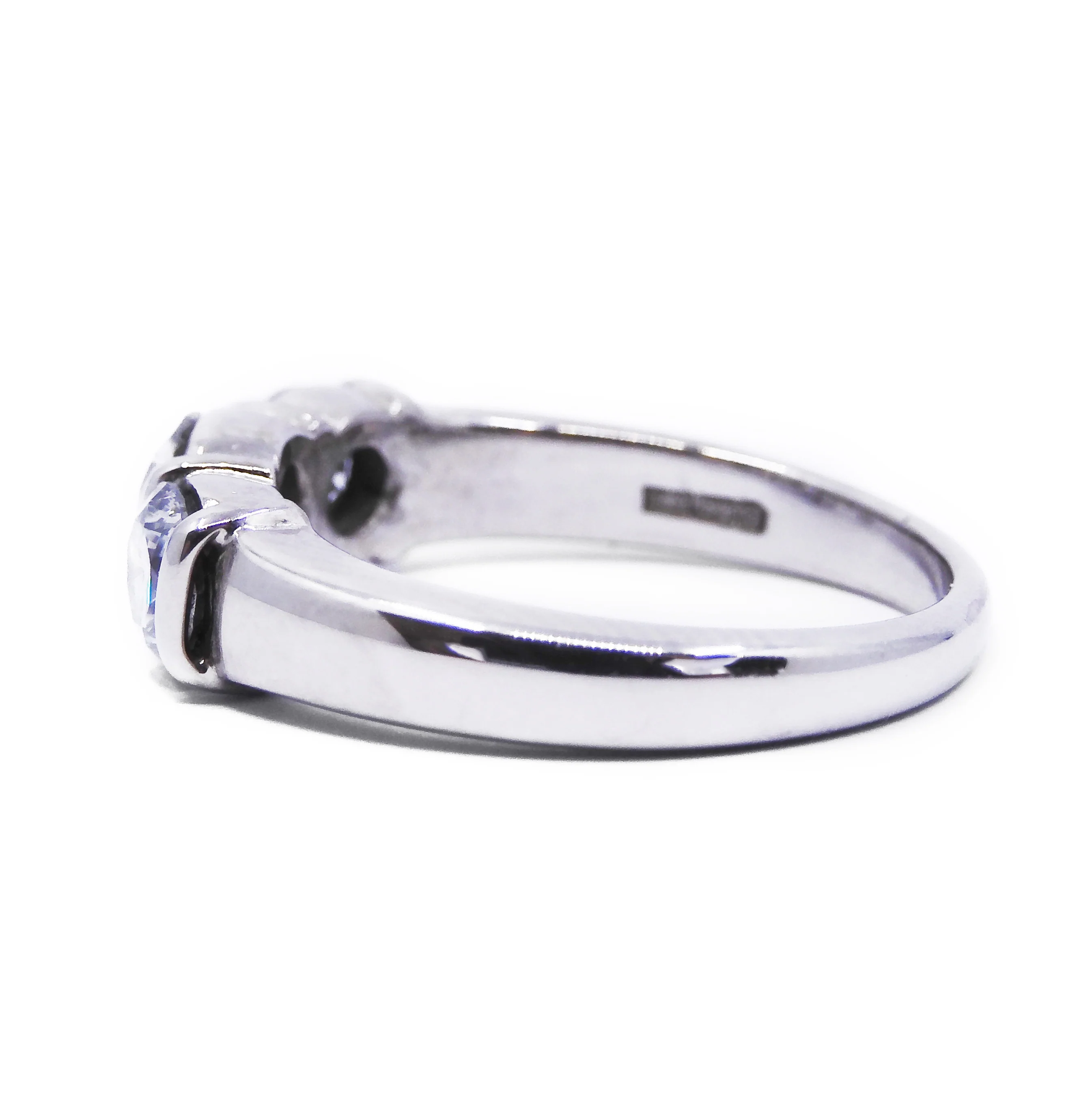 1.54ct Bezel Set Diamond Three Stone Ring | Pre-Loved | 18K White Gold - Image 2