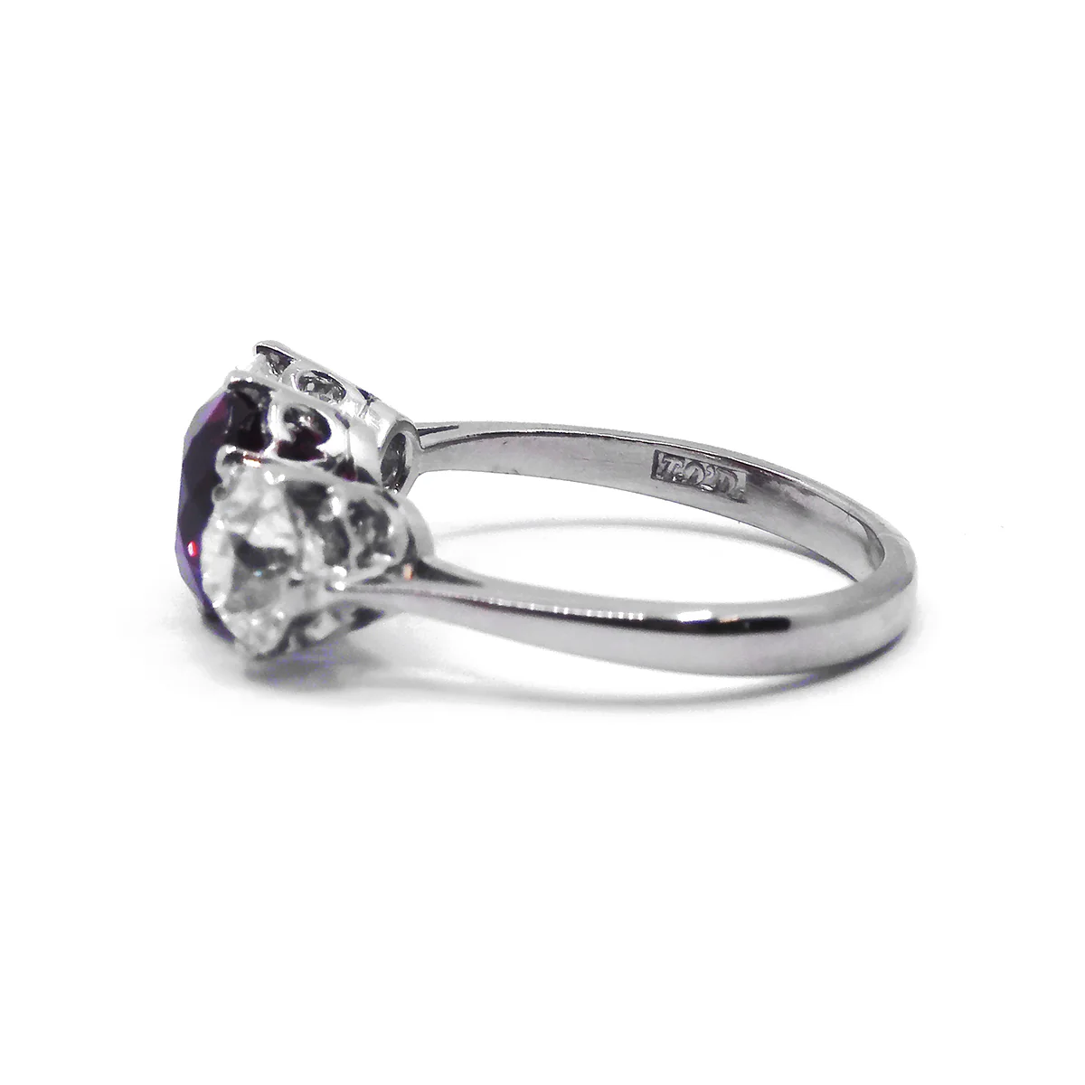1.55ct Ruby and Diamond Three Stone Ring | Pre-Loved | 18K White Gold - Image 2