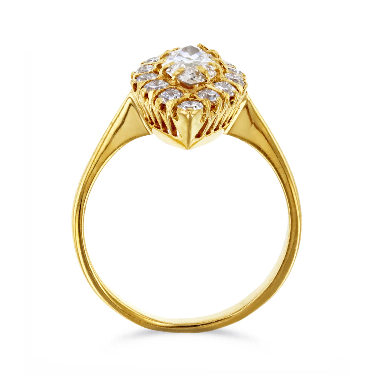 1.56ct Marquise Cluster Ring | Pre-Loved | 18K Yellow Gold - Image 3