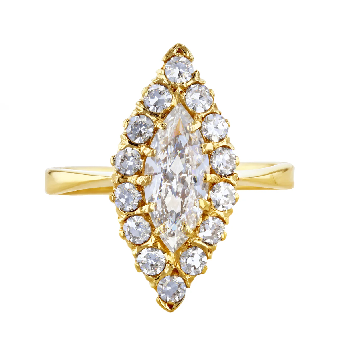 1.56ct Marquise Cluster Ring | Pre-Loved | 18K Yellow Gold - Image 5