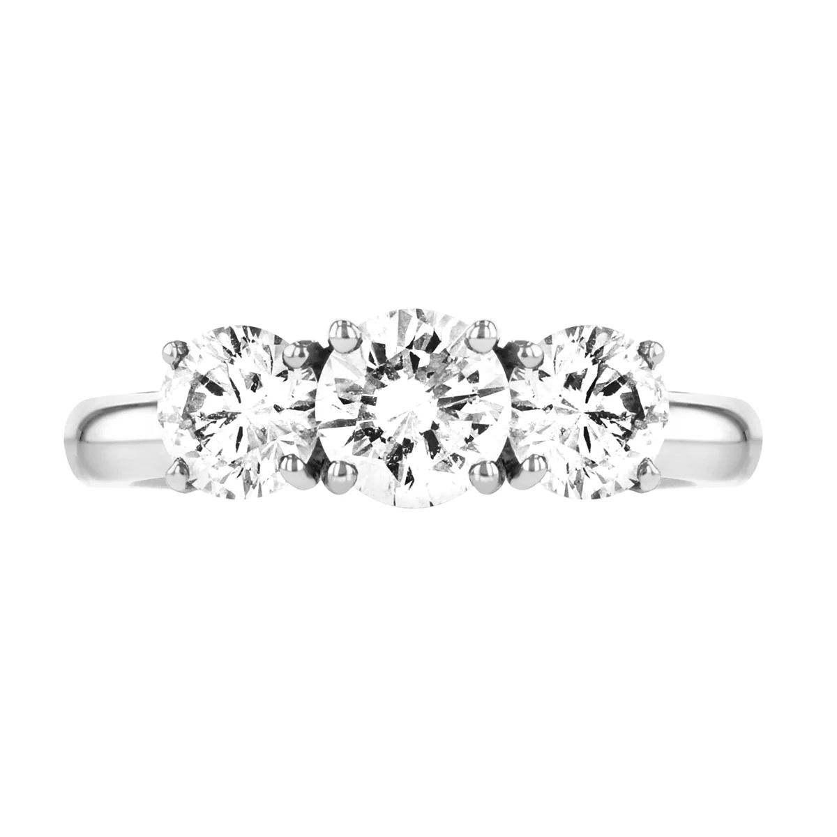 1.76ct Round Cut Diamond Three Stone Engagement Ring | Platinum - Image 2