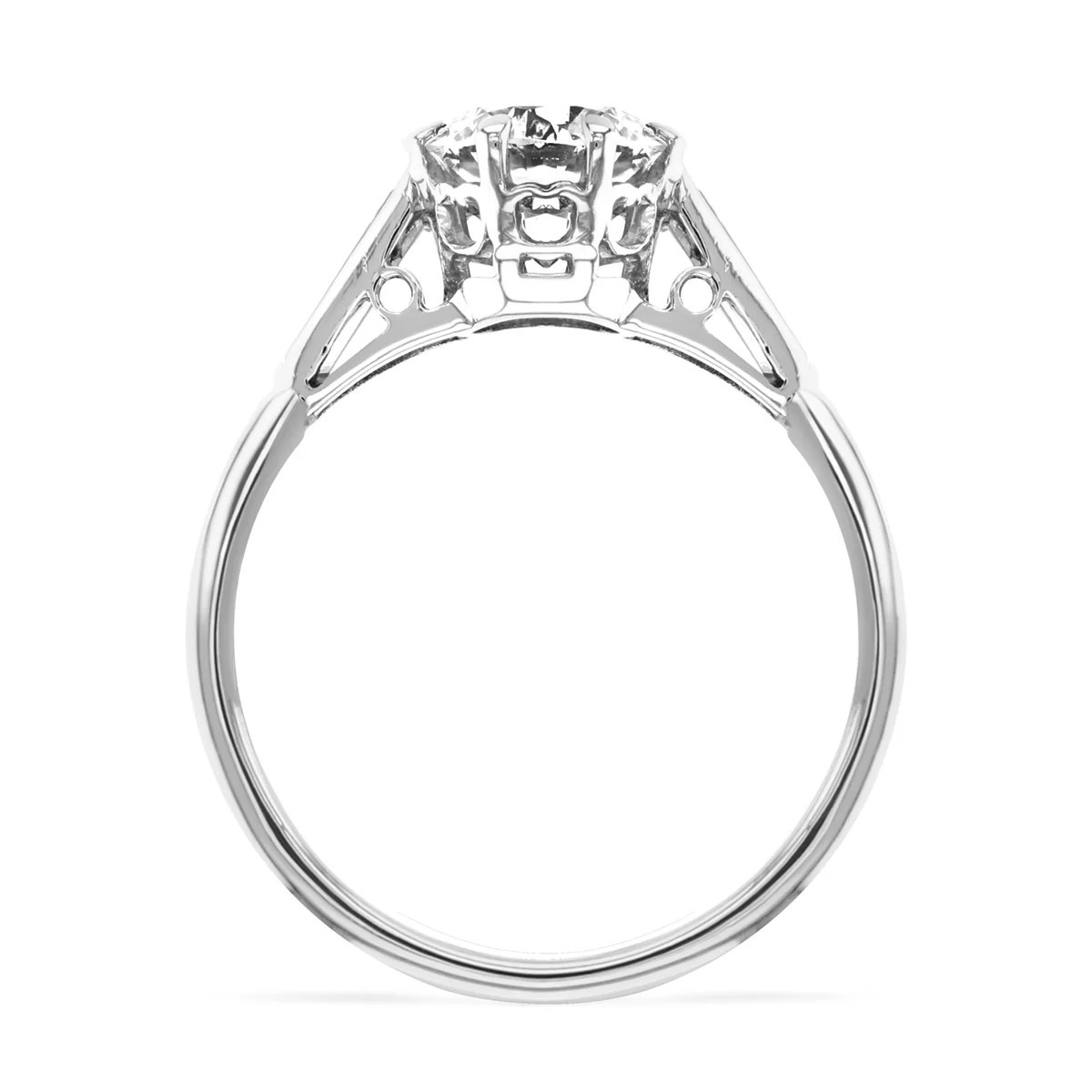 1.86ct Ada Vintage Inspired Round Brilliant with Baguette Shoulders Engagement Ring | Pre-Loved | Platinum - Image 3