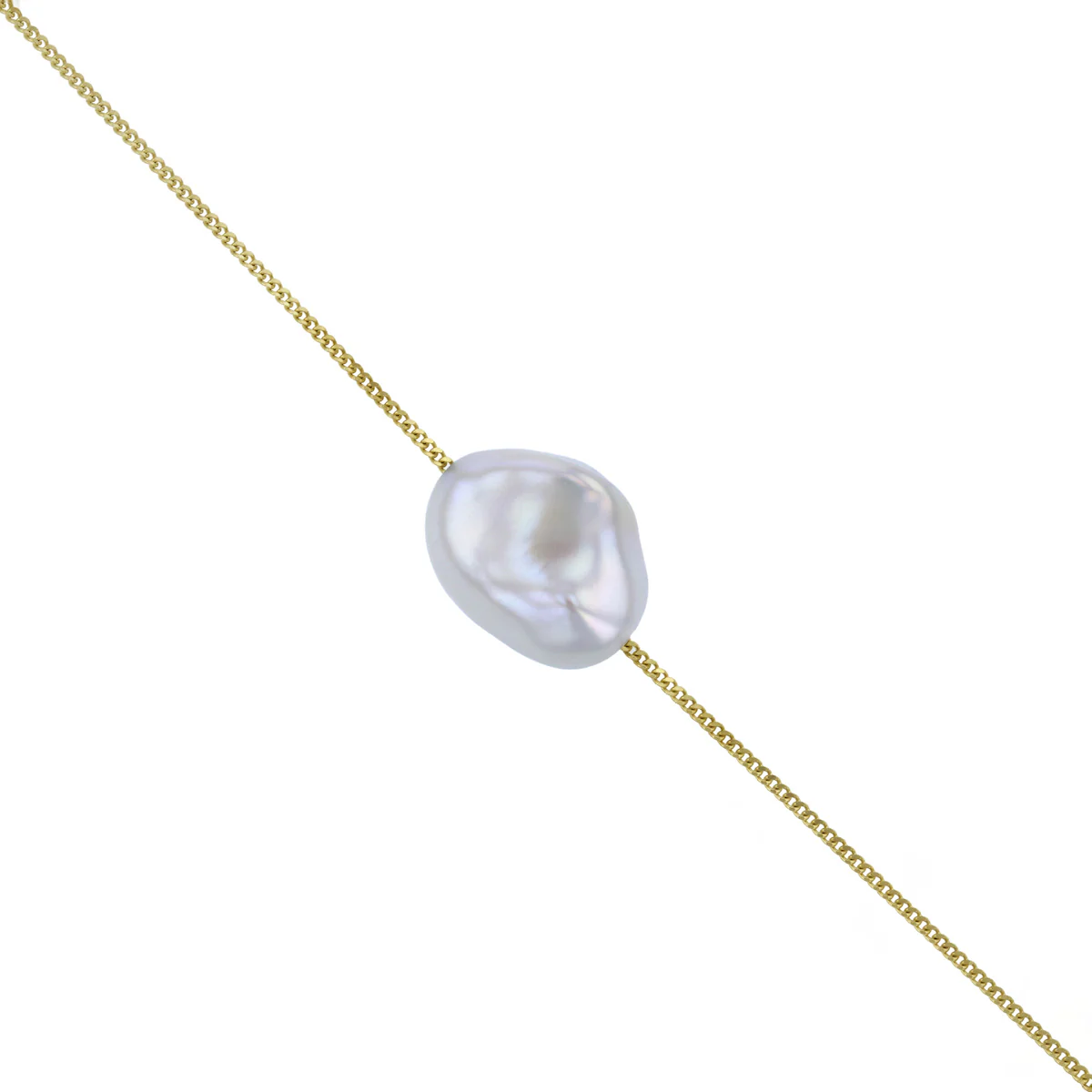 Soleil Collection 10-11mm White Keshi Cultured Freshwater Pearl Pendant | 9K White Gold - Image 3