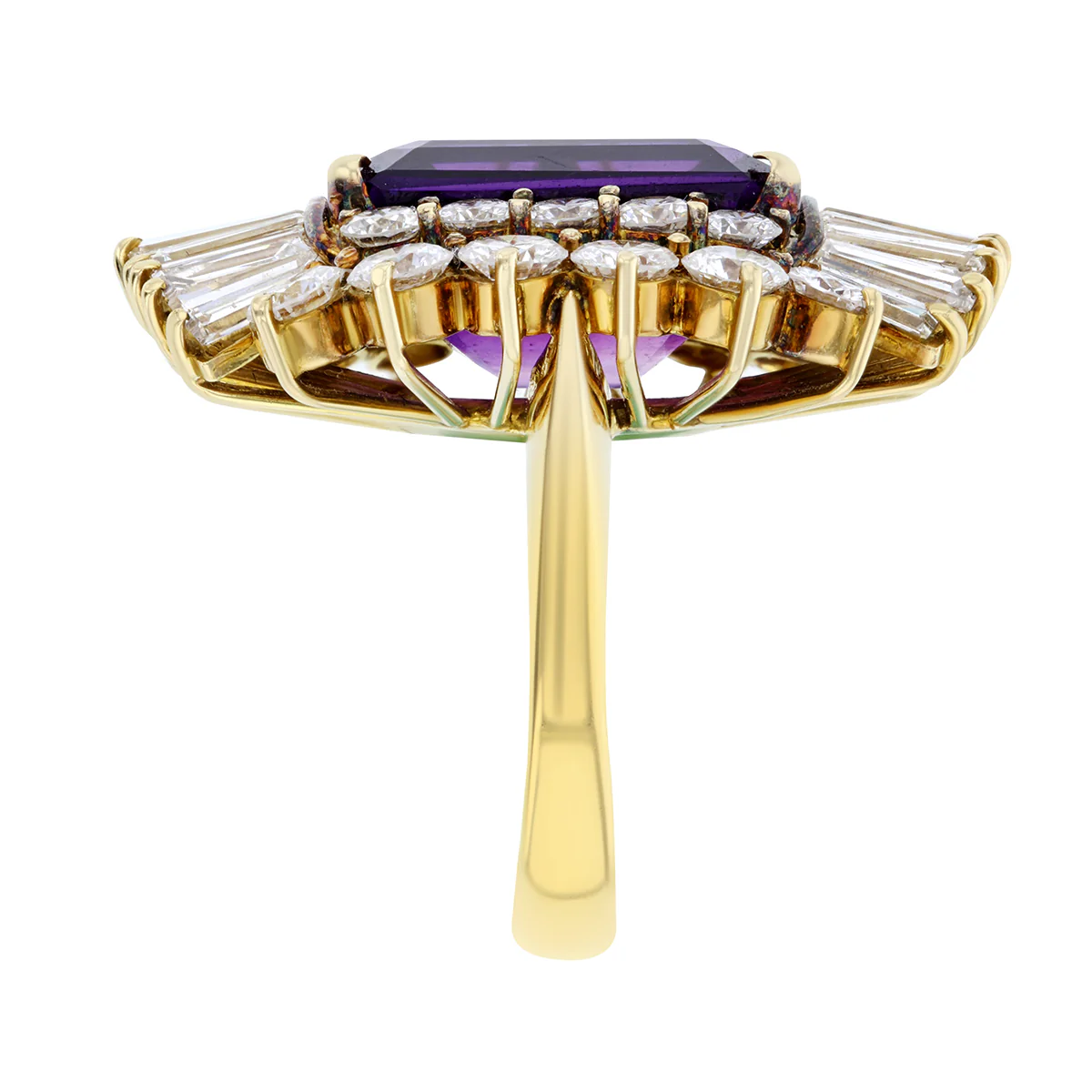 10.50cts Amethyst And Diamond Cluster Ring | Pre-Loved | Yellow Gold - Image 3