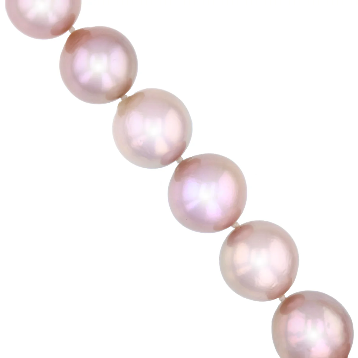 13-15mm Pink Cultured Pearl &  Ball Clasp Necklace | 9K White Gold - Image 2