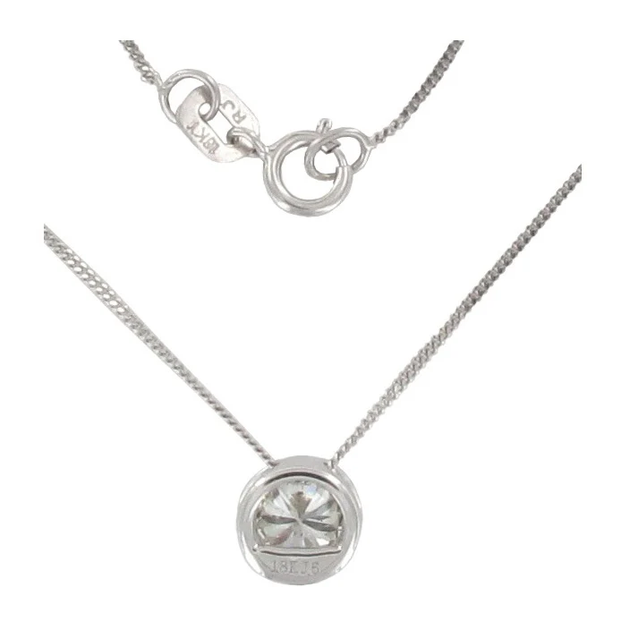 18ct White Gold Diamond Rubover Set Solitaire Pendant - Image 3