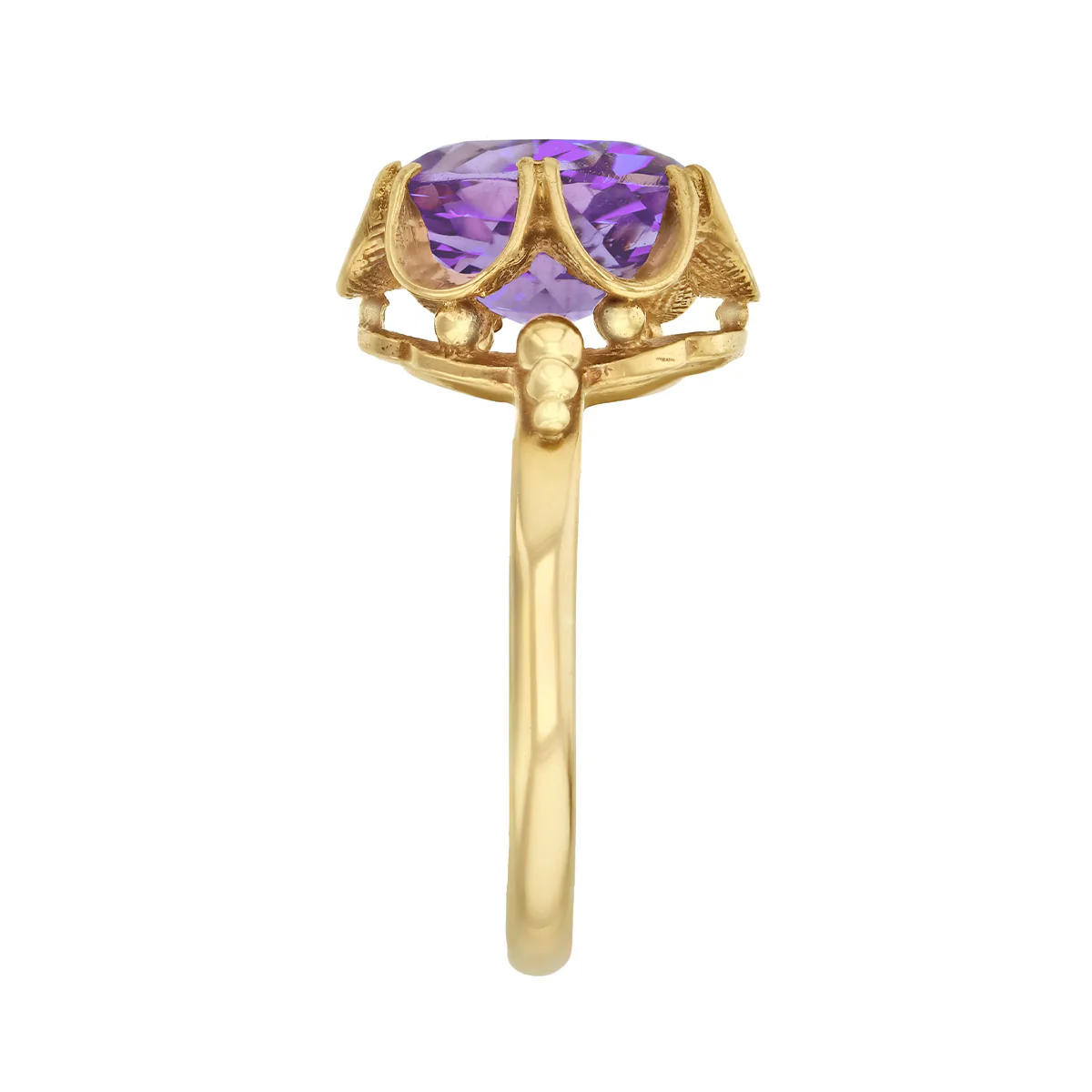 1972 Vintage Amethyst Fluted Dress Ring | Pre-Loved | 9K Yellow Gold - Image 4