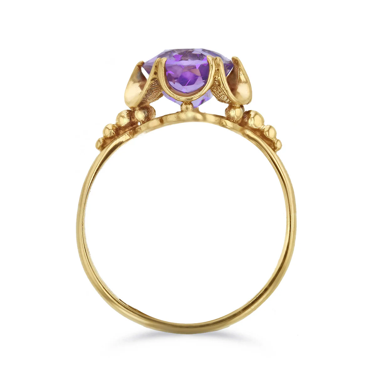 1972 Vintage Amethyst Fluted Dress Ring | Pre-Loved | 9K Yellow Gold - Image 5