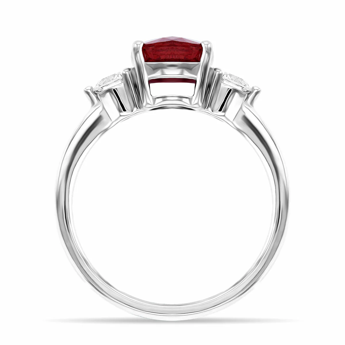 2.09ct Ruby and Diamond Three Stone Ring | Pre-Loved | Platinum - Image 5