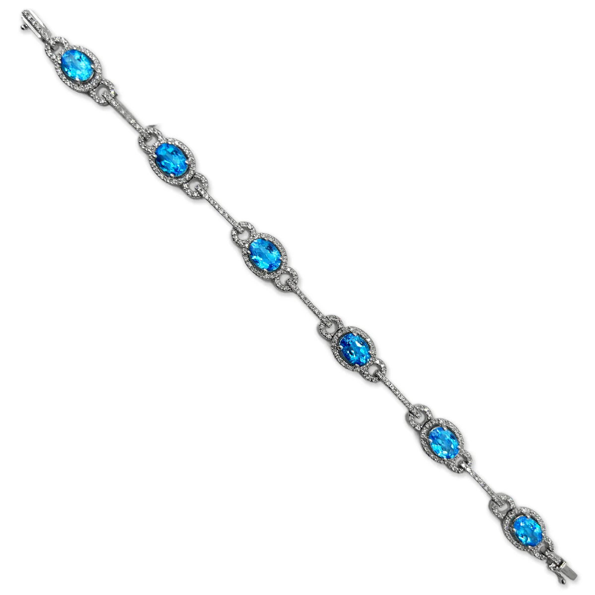 2.40ct Diamond & 8.52ct Topaz Bracelet | Pre-Loved | 14K White Gold - Image 3