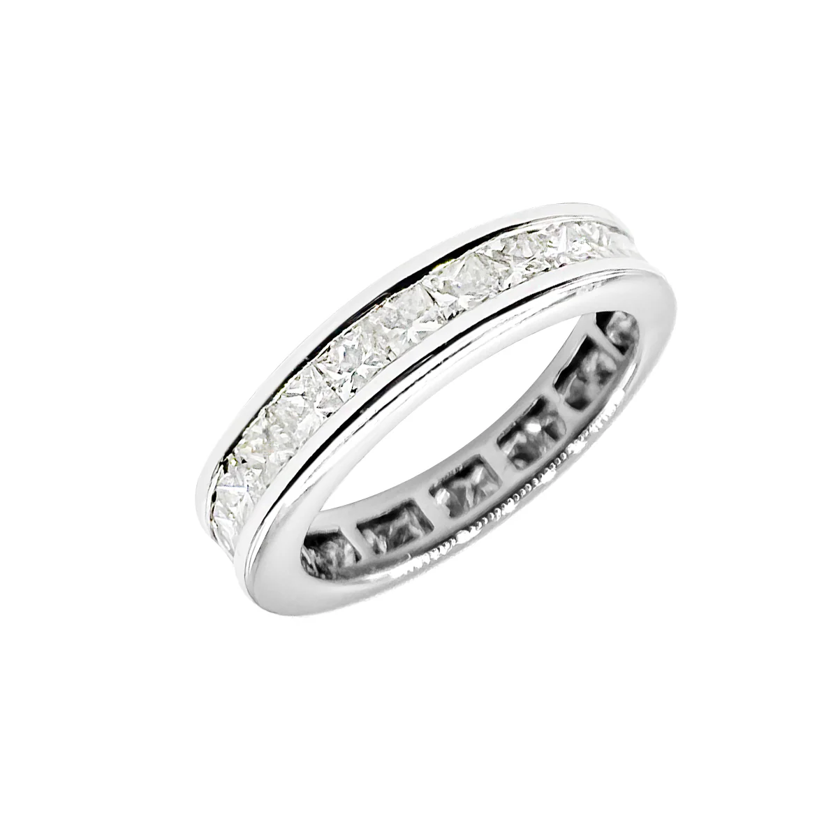 2.50ct Channel Set Princess Cut Full Eternity Band | Pre-Loved | 18K White Gold - Image 2