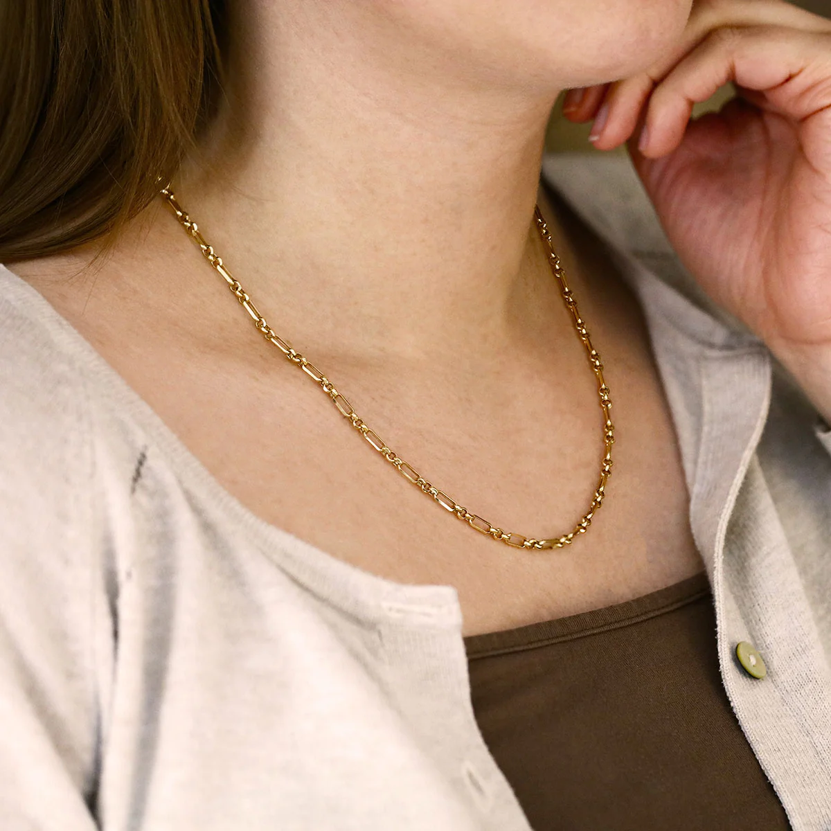 Soleil Collection 20" Diamond Cut Figaro Belcher Chain | 9K Yellow Gold - Image 5