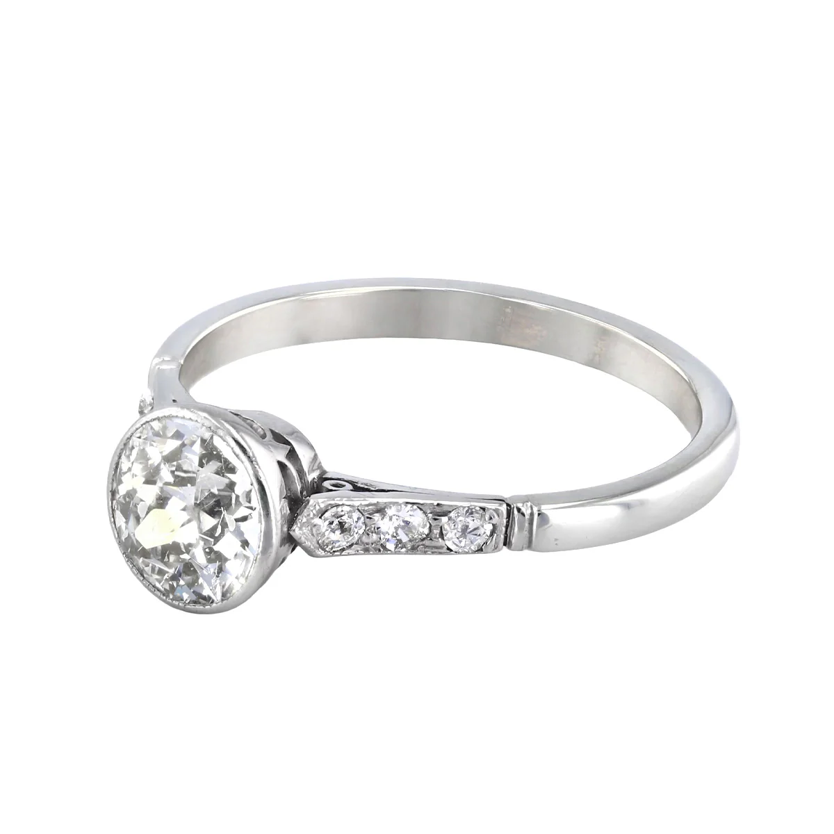 20th Century 1.05ct Old Cut Diamond Solitaire Ring | Pre-Loved | Platinum - Image 3