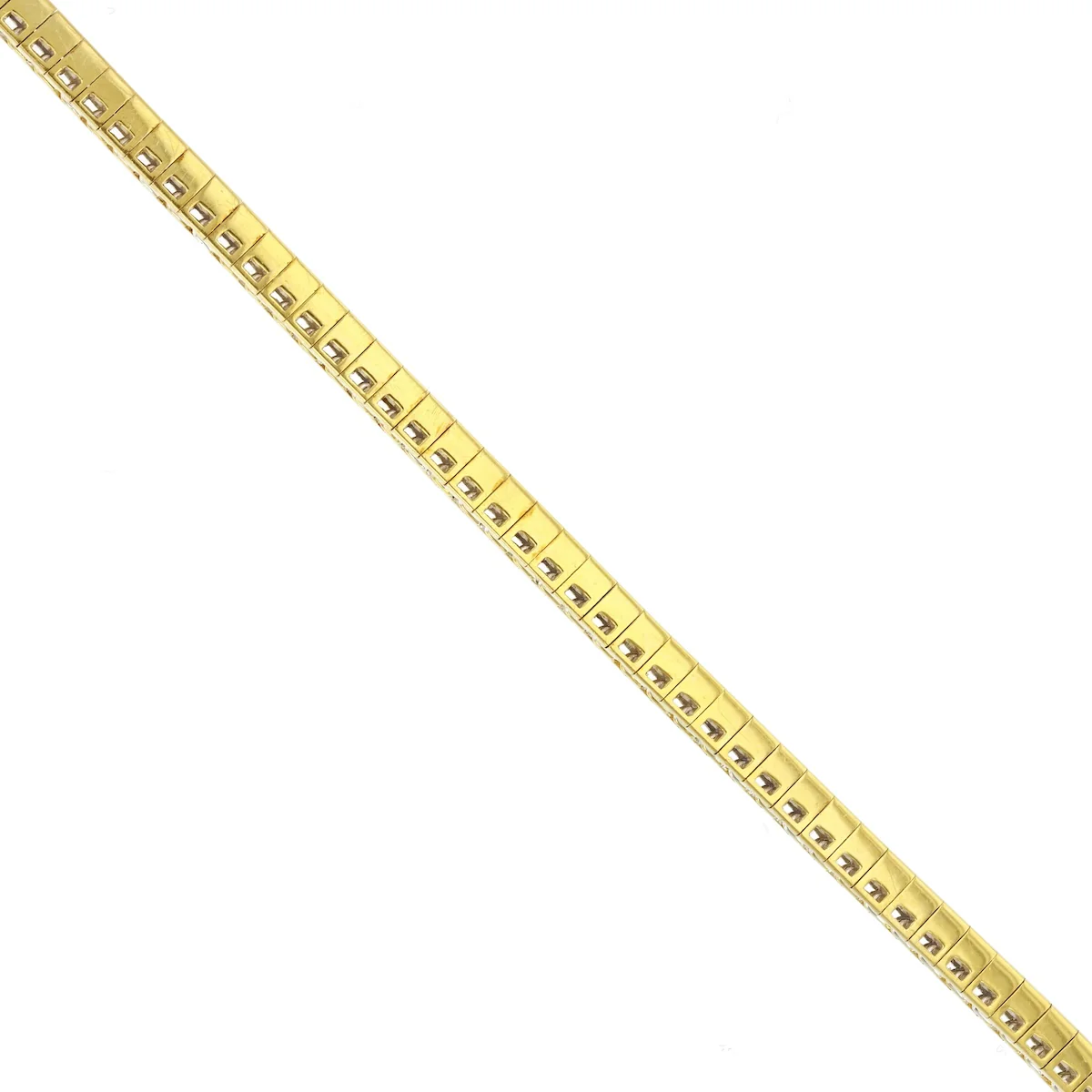4.4ct Sapphire and 3.3ct Diamond Princess Cut Tennis Bracelet | Pre-Loved |18K Yellow Gold - Image 3