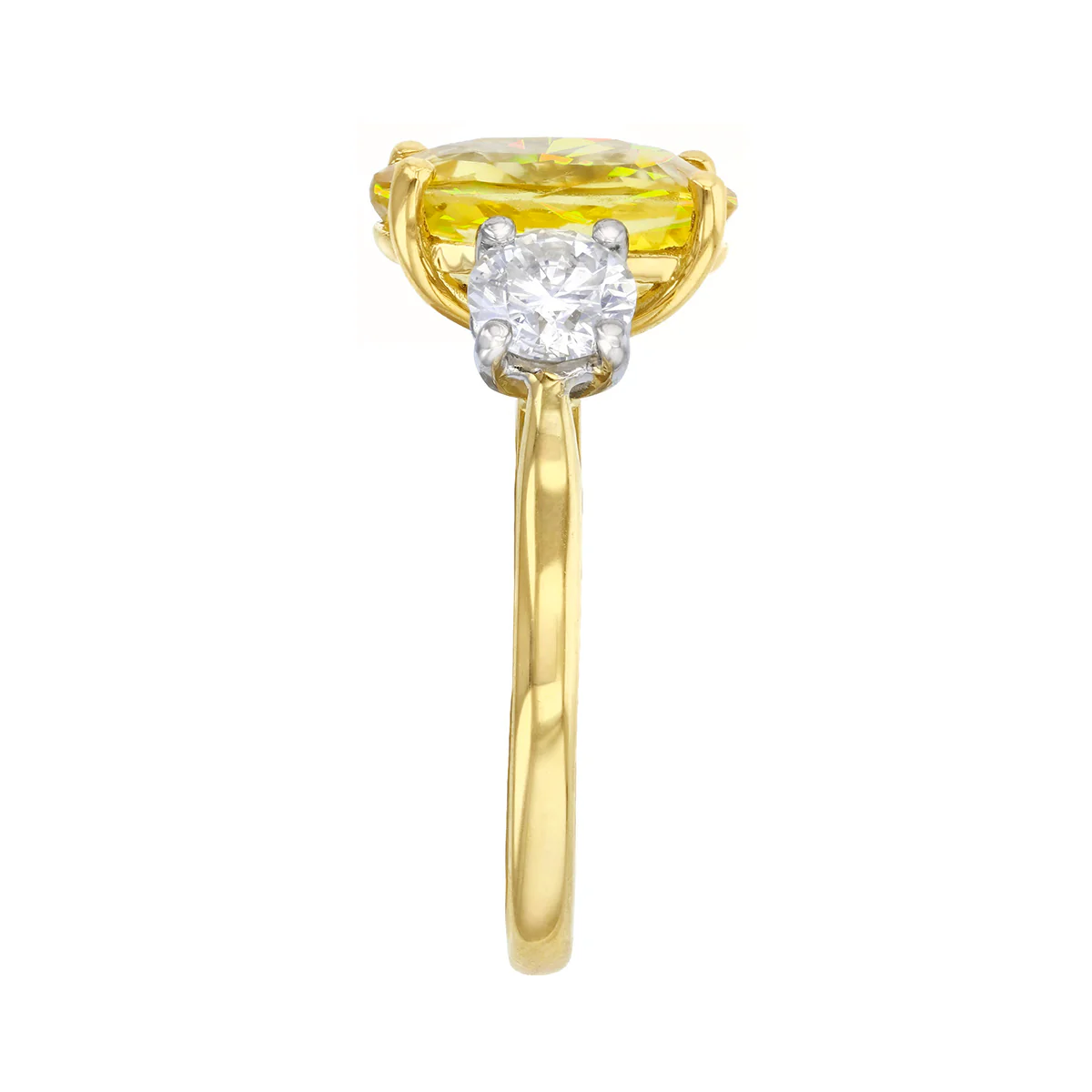 4.86ct Oval Cut Yellow Sapphire and 1.00ct Brilliant Cut Diamond Three Stone Ring (Contemporary Mount) | Pre-Loved | 18K Yellow Gold - Image 4