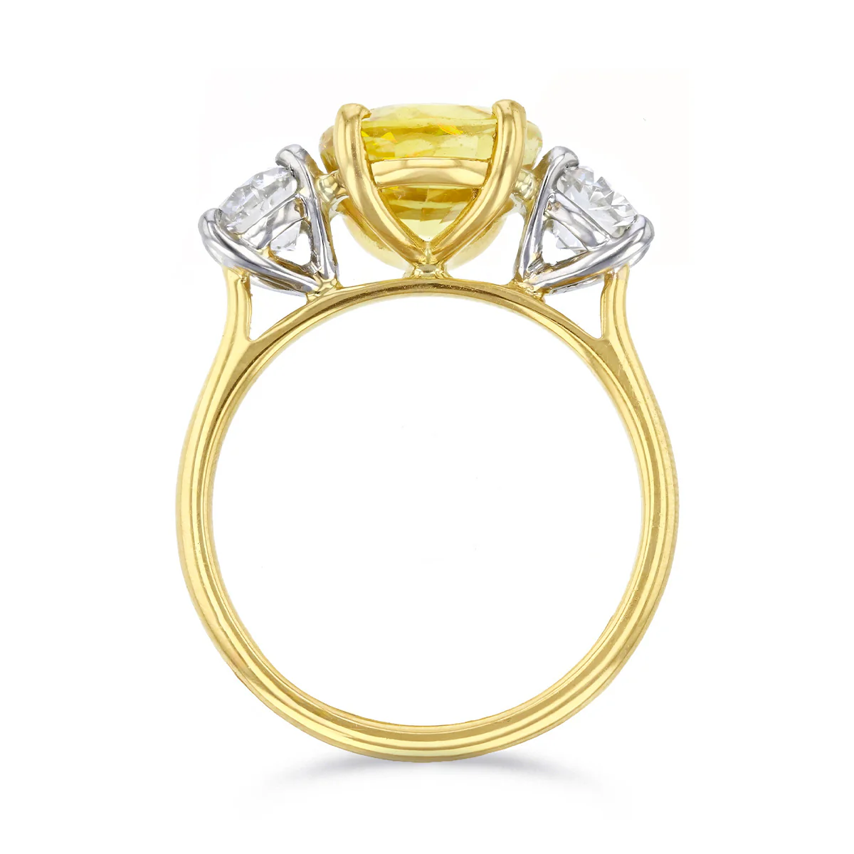 4.86ct Oval Cut Yellow Sapphire and 1.00ct Brilliant Cut Diamond Three Stone Ring (Contemporary Mount) | Pre-Loved | 18K Yellow Gold - Image 5