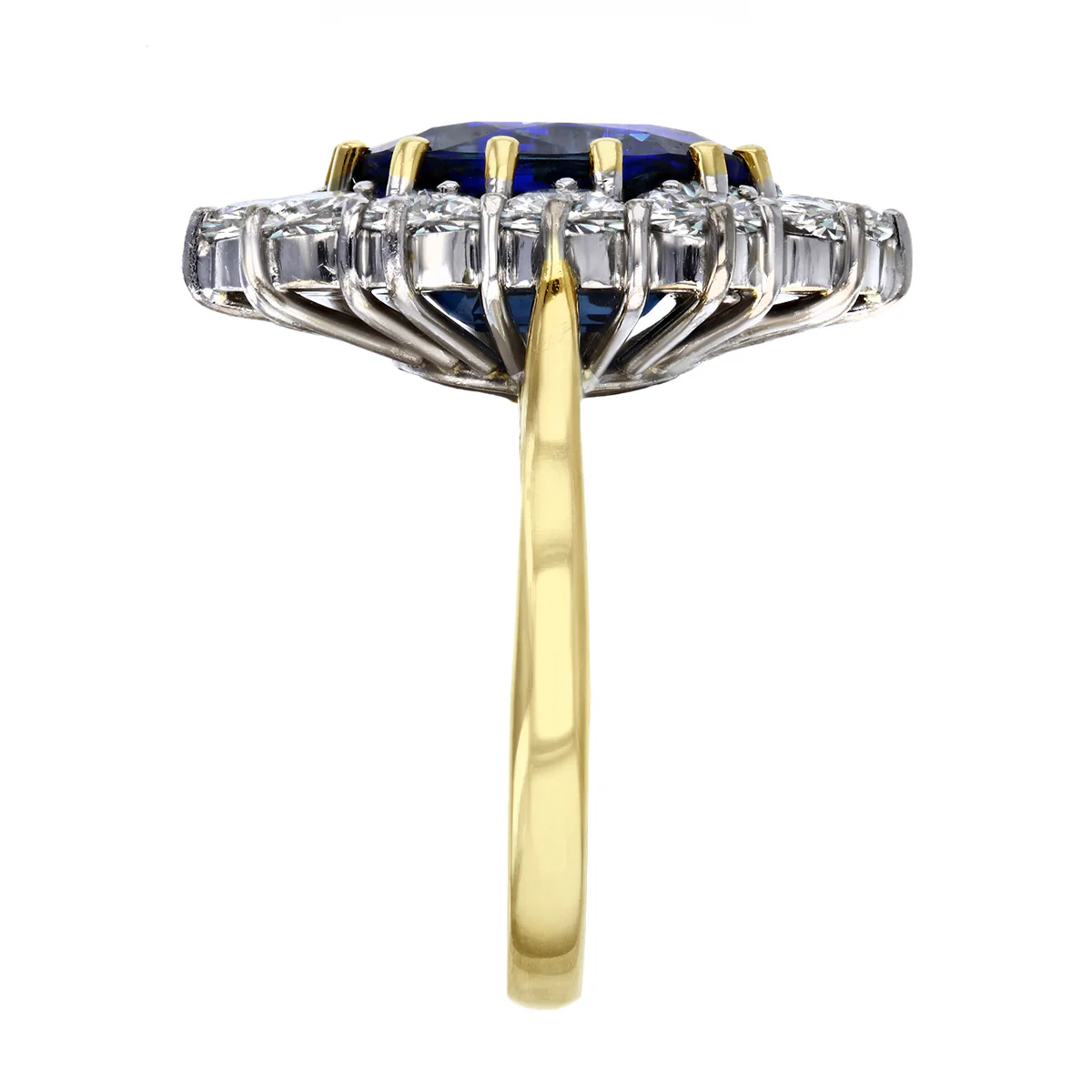 5.37ct Oval Sapphire & Diamond Cluster Ring | Pre-Loved | 18K Yellow Gold - Image 5