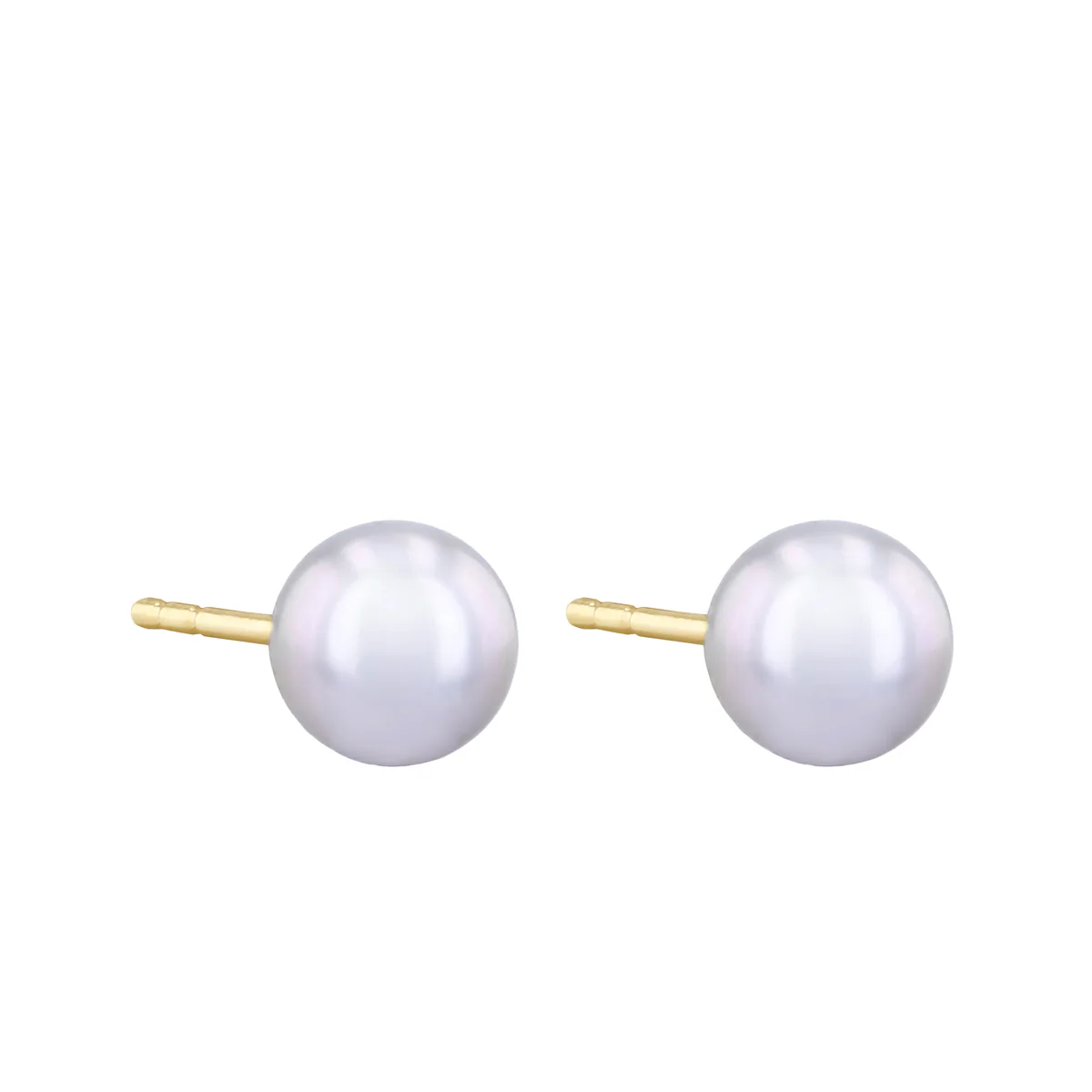 Pearlessence Collection 6-6.5mm Round Grey Cultured River Pearl Stud Earrings | 9K Yellow Gold - Image 4
