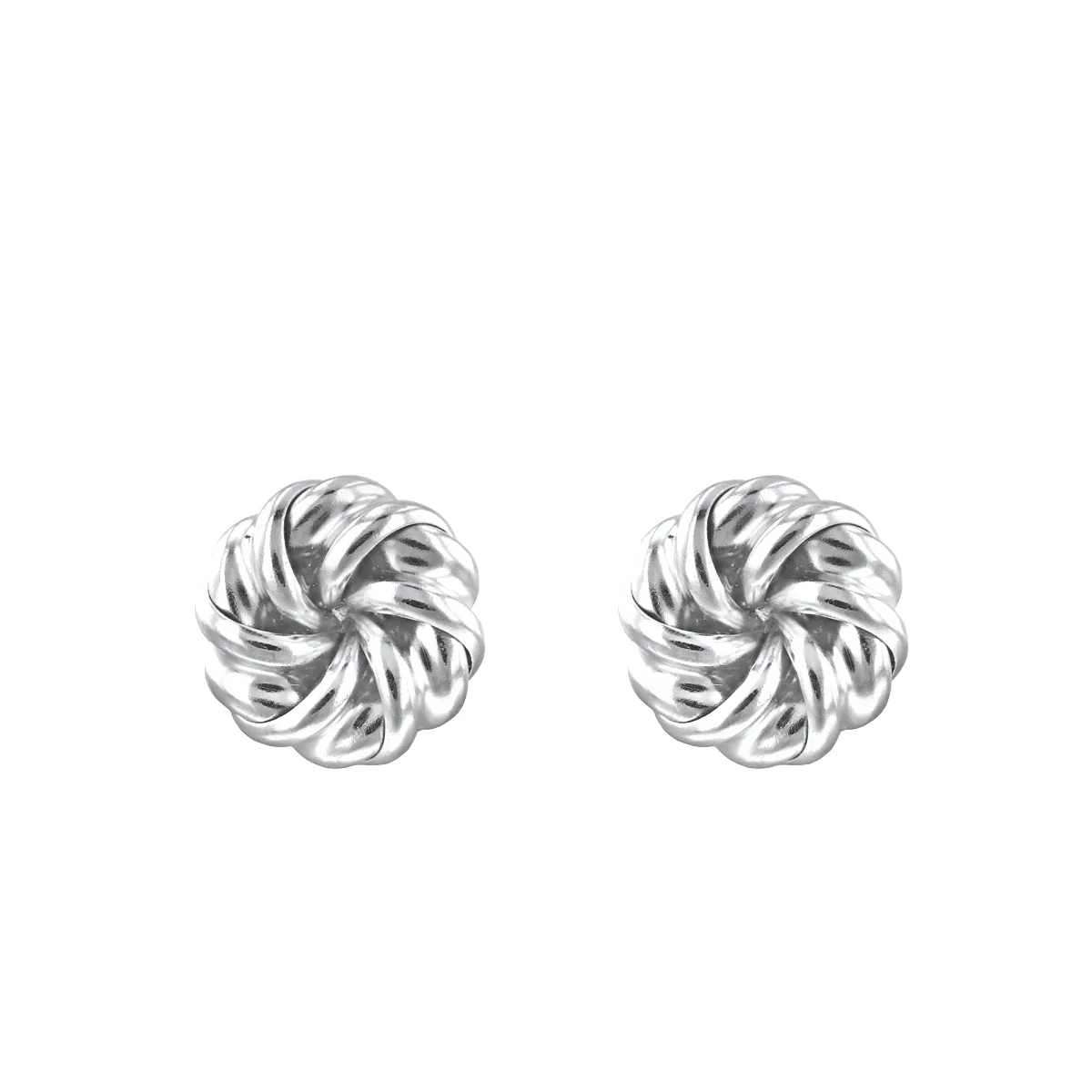 6mm Swirl Knot Stud Earrings | 9K Solid White Gold - Image 2