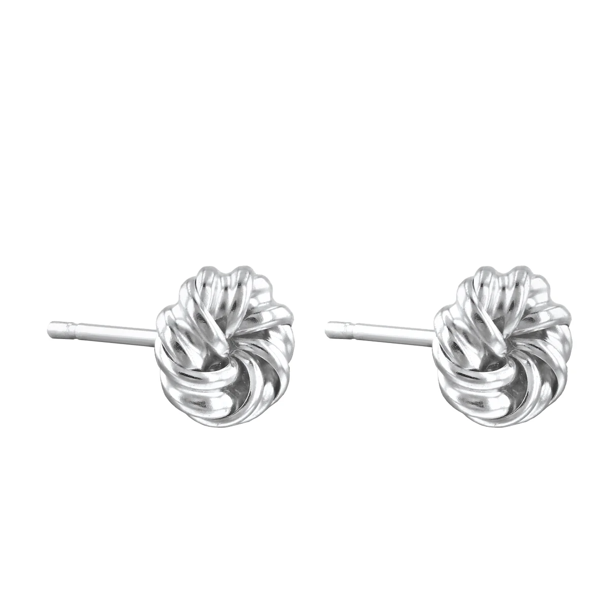 6mm Swirl Knot Stud Earrings | 9K Solid White Gold - Image 3