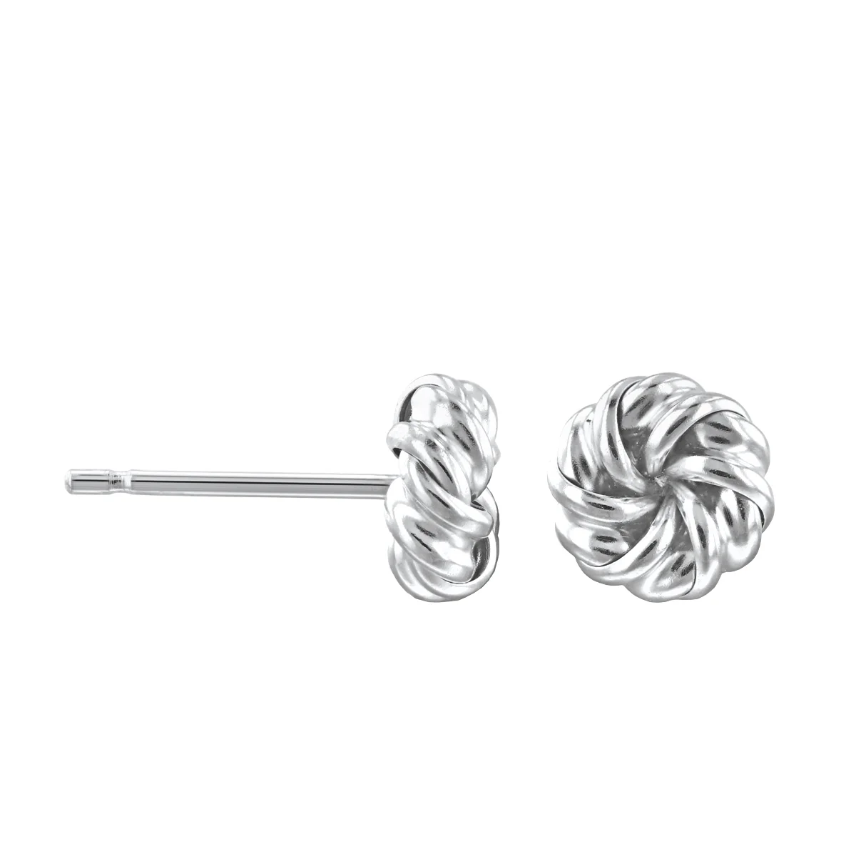 6mm Swirl Knot Stud Earrings | 9K Solid White Gold - Image 4