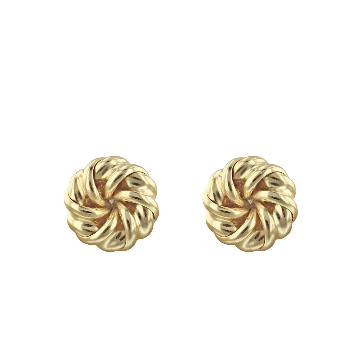 6mm Swirl Knot Stud Earrings | 9K Solid Yellow Gold - Image 2