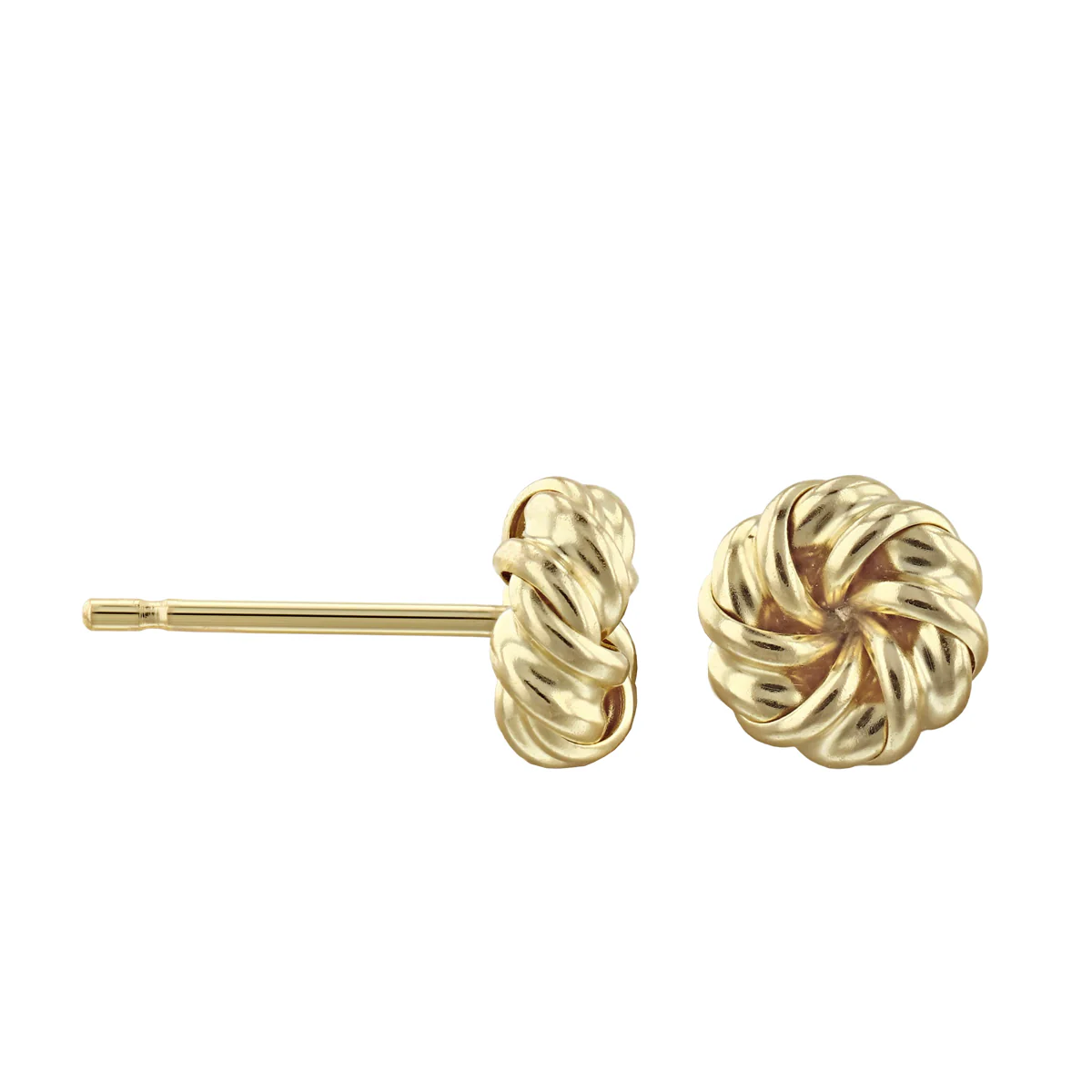 6mm Swirl Knot Stud Earrings | 9K Solid Yellow Gold - Image 4