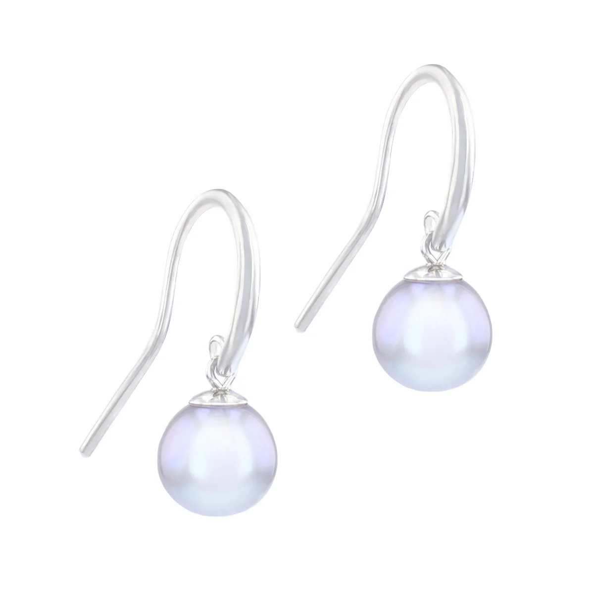 Pearlessence Collection 8-8.5mm Round Grey Cultured River Pearls With Shepherds Crook Hook |  9K White Gold - Image 4