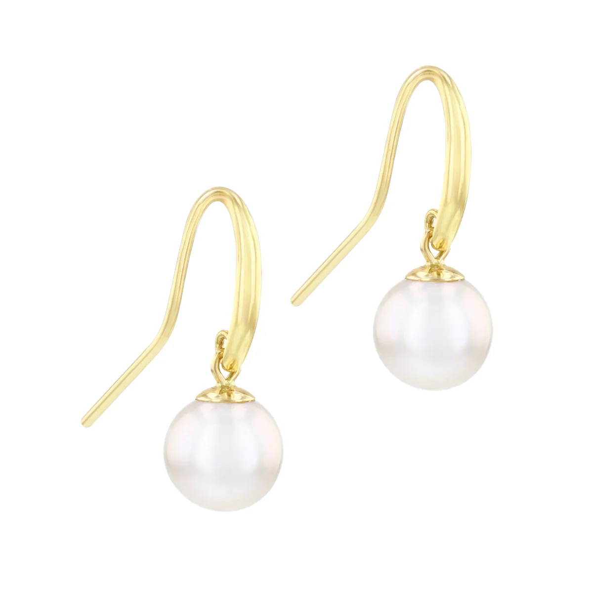 Pearlessence Collection 8-8.5mm White Cultured River Pearl Drop Earrings With Shepherds Crook Fittings | 9K Yellow Gold - Image 4