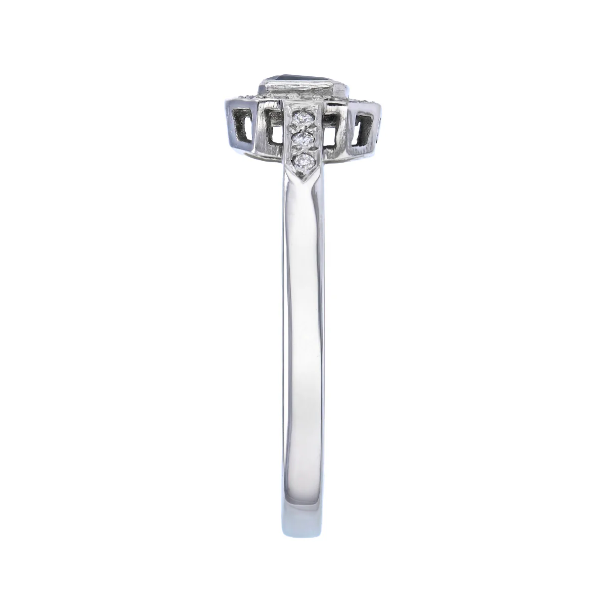Art Deco Sapphire and 0.11ct Diamond Dress Ring | Pre-Loved | Platinum - Image 4