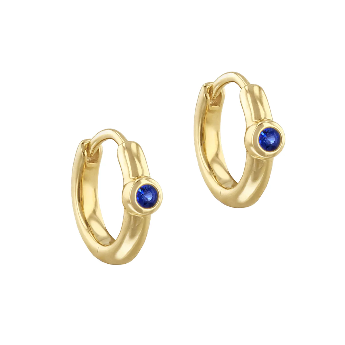 Birthstone Collection 10mm Sapphire Hoop Earrings | 9K Yellow gold - Image 3