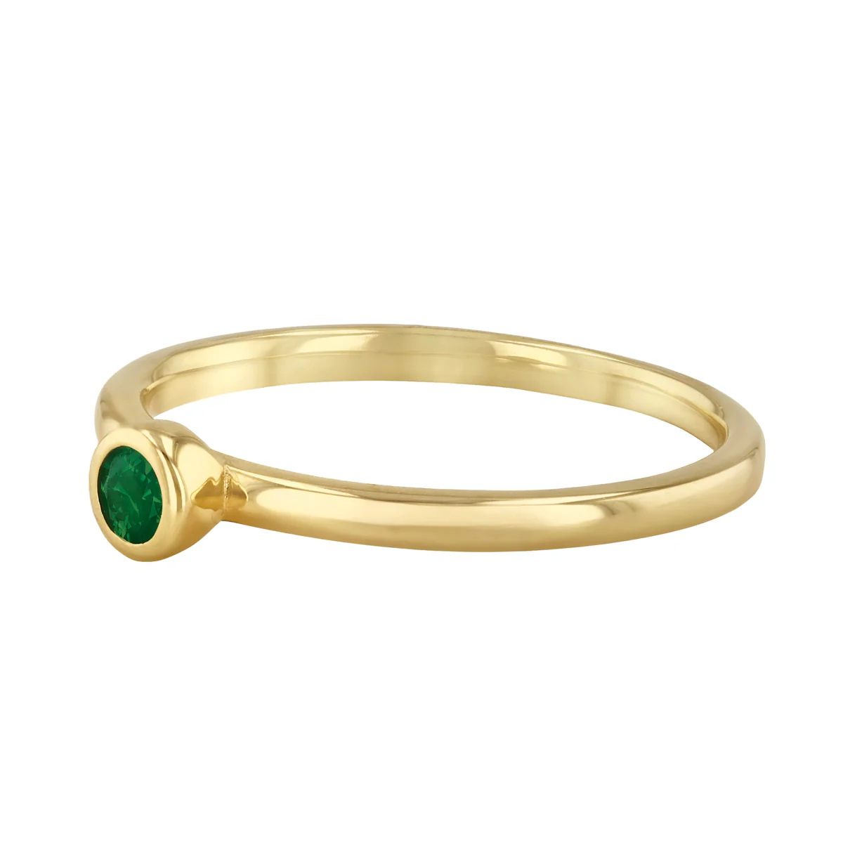 Birthstone Collection 0.11ct Emerald Rubover Ring | 9K Yellow Gold - Image 2