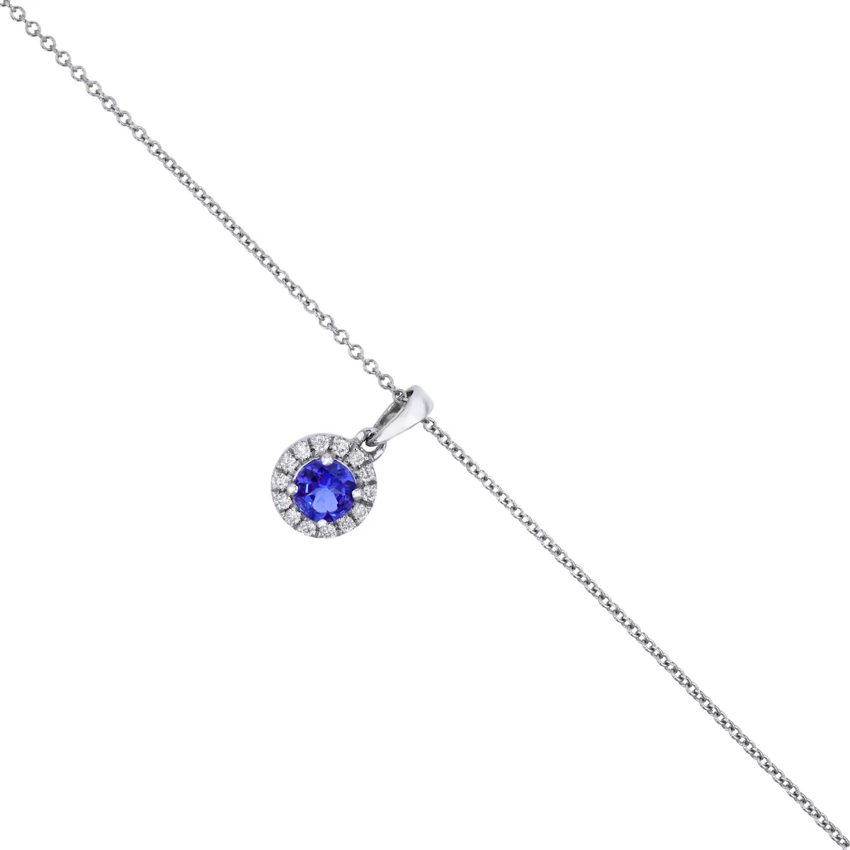 Bijou Collection 0.26ct Tanzanite and 0.06ct Diamond Halo Pendant | 9K White Gold - Image 3
