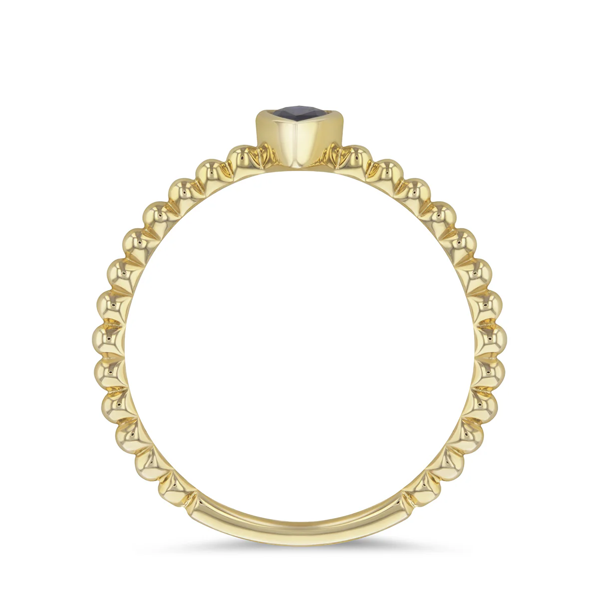 Bijou Collection 0.28ct Pear Cut Sapphire Bezel Set Beaded Ring | 9K Yellow Gold - Image 4