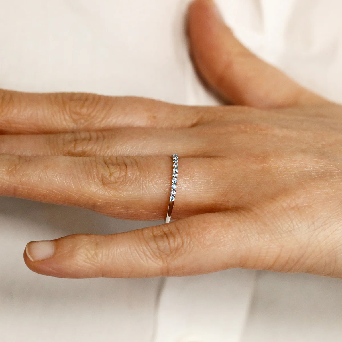 Bijou Collection 0.29ct Swiss Blue Topaz Half Eternity Ring | 9K White Gold - Image 7