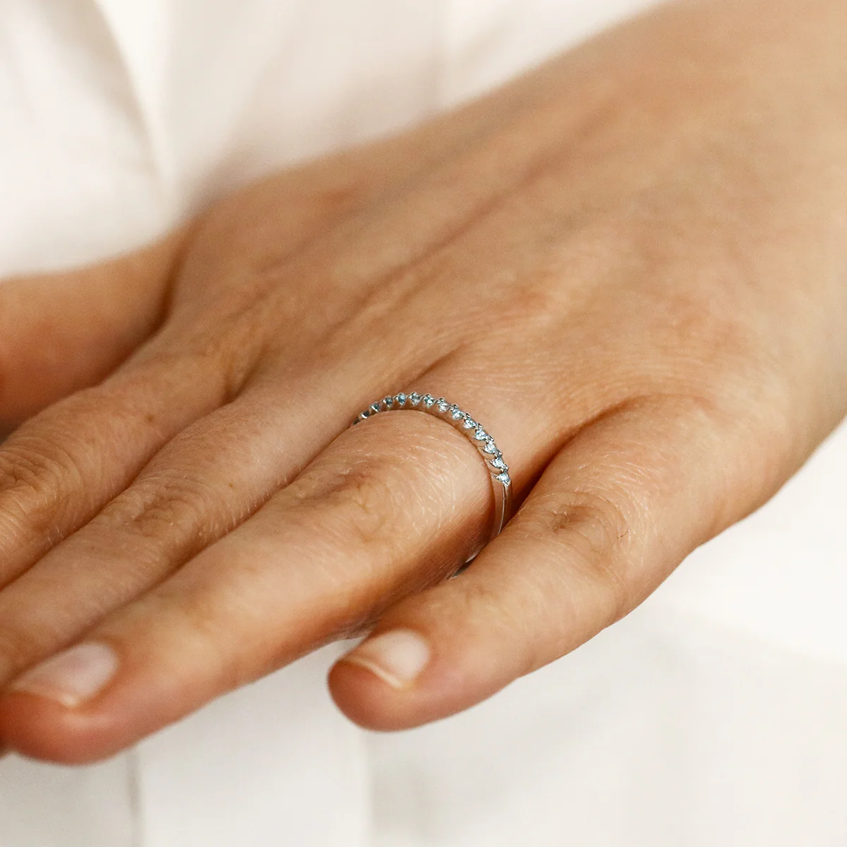 Bijou Collection 0.29ct Swiss Blue Topaz Half Eternity Ring | 9K White Gold - Image 8