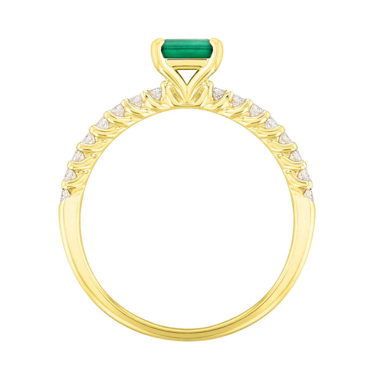 Bijou Collection 0.32ct Octagon Cut Emerald Ring with Diamond Shoulders | 9K Yellow Gold - Image 3